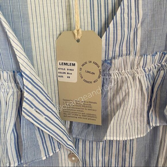 NWT lemlem Blue White Striped Button Front MIDI Dress XS - Picture 10 of 14